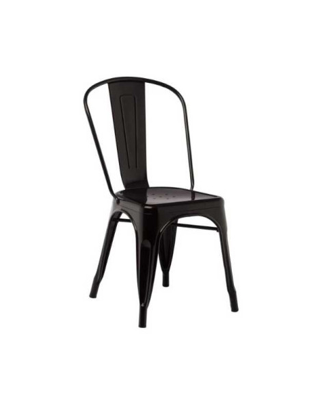 TOLIX design, negru lucios - Scaune din oțel, în stil industrial - steampunk, bar, restaurant, pub, fast-food, pizzerie sau club