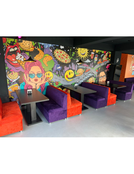 GIULIA - Mese cu blat dreptunghiular cu două picioare centrale pentru bar, restaurant, pub, fast-food, pizzerie sau club