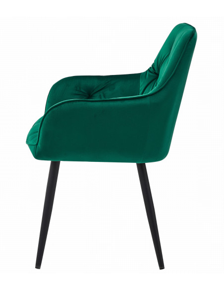 ROYAL P - HoReCa Dark Green Velvet Chair  – Restaurant / Pizzeria Chair with Black Metal Legs