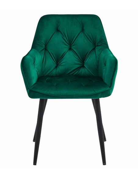 ROYAL P - HoReCa Dark Green Velvet Chair  – Restaurant / Pizzeria Chair with Black Metal Legs