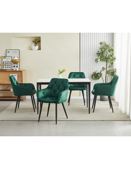 ROYAL P - HoReCa Dark Green Velvet Chair  – Restaurant / Pizzeria Chair with Black Metal Legs