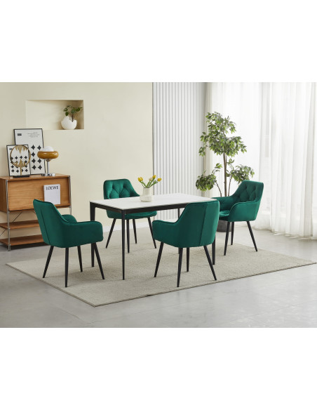 ROYAL P - HoReCa Dark Green Velvet Chair  – Restaurant / Pizzeria Chair with Black Metal Legs