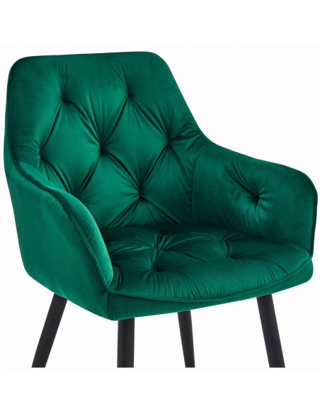 ROYAL P - HoReCa Dark Green Velvet Chair  – Restaurant / Pizzeria Chair with Black Metal Legs