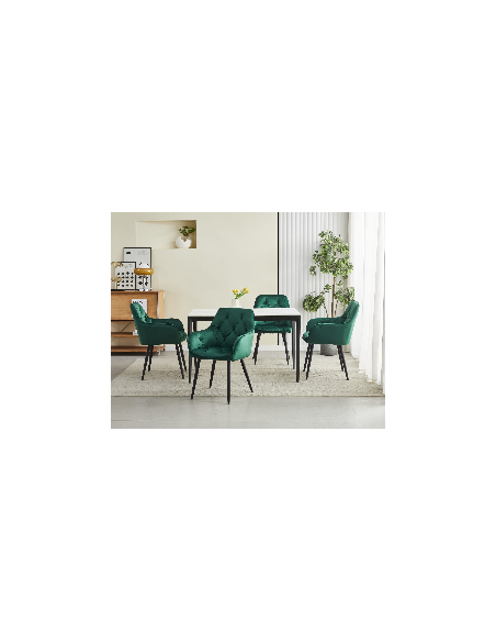 ROYAL P - HoReCa Dark Green Velvet Chair  – Restaurant / Pizzeria Chair with Black Metal Legs