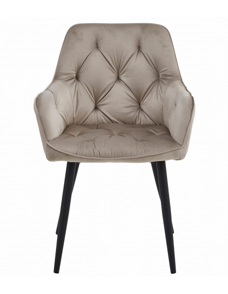 ROYAL P - Scaun HoReCa Beige Inchis Catifea  – Scaun Restaurant / Pizzerie cu Picioare Metalice Negre