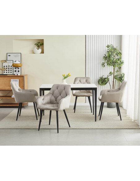 ROYAL P - HoReCa Dark Beige Velvet Chair  – Restaurant / Pizzeria Chair with Black Metal Legs