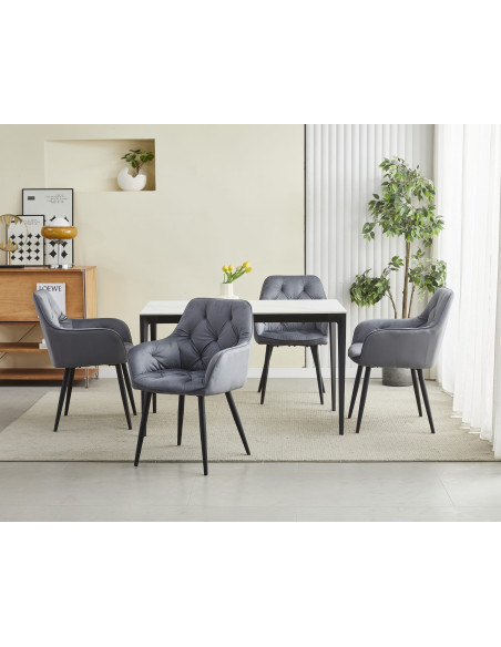 ROYAL P - HoReCa Dark Grey Velvet Chair  – Restaurant / Pizzeria Chair with Black Metal Legs