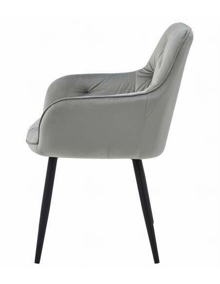 ROYAL P - Scaun HoReCa Gri Deschis Catifea – Scaun Restaurant / Pizzerie cu Picioare Metalice Negre