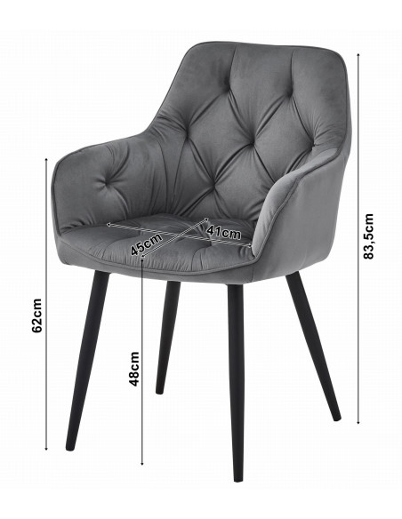 ROYAL P - HoReCa Brown Velvet Chair  – Restaurant / Pizzeria Chair with Black Metal Legs
