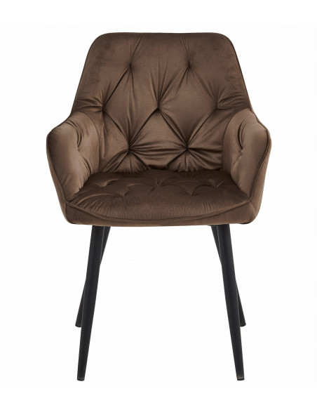 ROYAL P - HoReCa Brown Velvet Chair  – Restaurant / Pizzeria Chair with Black Metal Legs