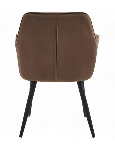 ROYAL P - HoReCa Brown Velvet Chair  – Restaurant / Pizzeria Chair with Black Metal Legs