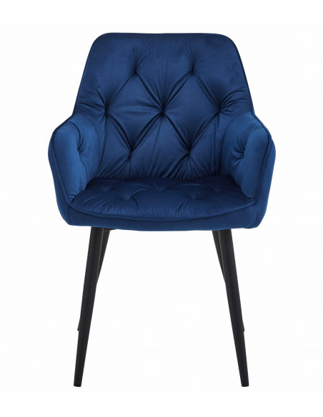 ROYAL P - HoReCa Blue Velvet Chair  – Restaurant / Pizzeria Chair with Black Metal Legs