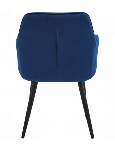 ROYAL P - HoReCa Blue Velvet Chair  – Restaurant / Pizzeria Chair with Black Metal Legs