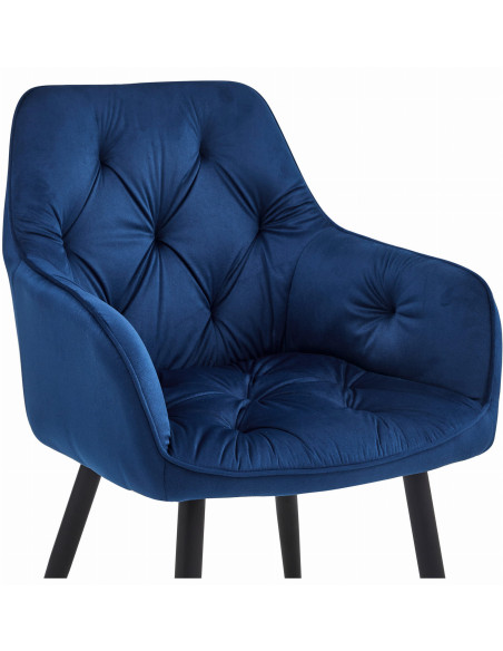 ROYAL P - HoReCa Blue Velvet Chair  – Restaurant / Pizzeria Chair with Black Metal Legs