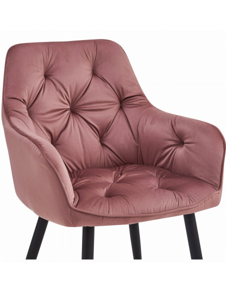 ROYAL P - HoReCa Pink Velvet Chair  – Restaurant / Pizzeria Chair with Black Metal Legs