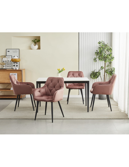 ROYAL P - HoReCa Pink Velvet Chair  – Restaurant / Pizzeria Chair with Black Metal Legs