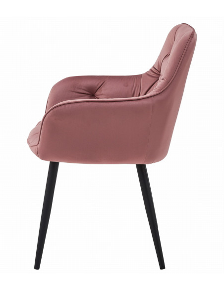 ROYAL P - HoReCa Pink Velvet Chair  – Restaurant / Pizzeria Chair with Black Metal Legs