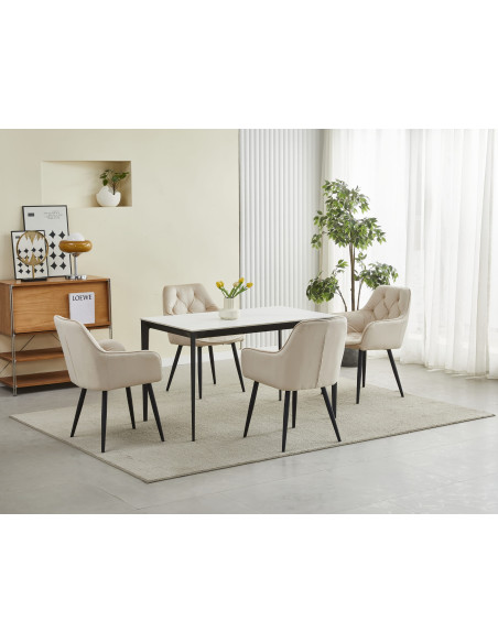 copy of ROYAL P - HoReCa Beige Velvet Chair  – Restaurant / Pizzeria Chair with Black Metal Legs